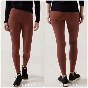 Athleta Rainier Tight Leggings Womens 3X 24W Brown High Rise Fleece-Lined Hiking